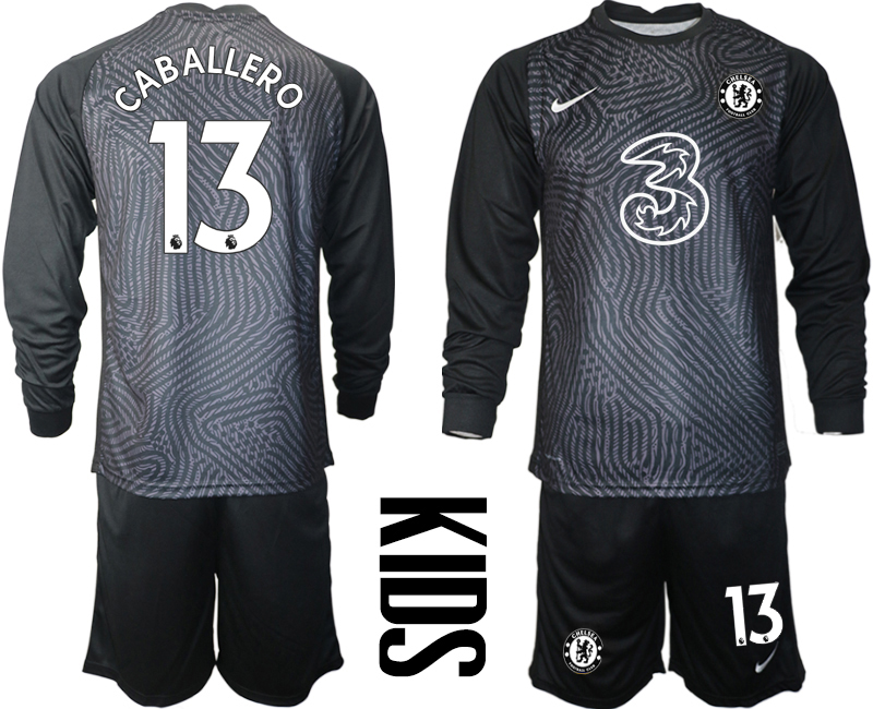2021 Chelsea black Youth long sleeve goalkeeper 13 soccer jerseys